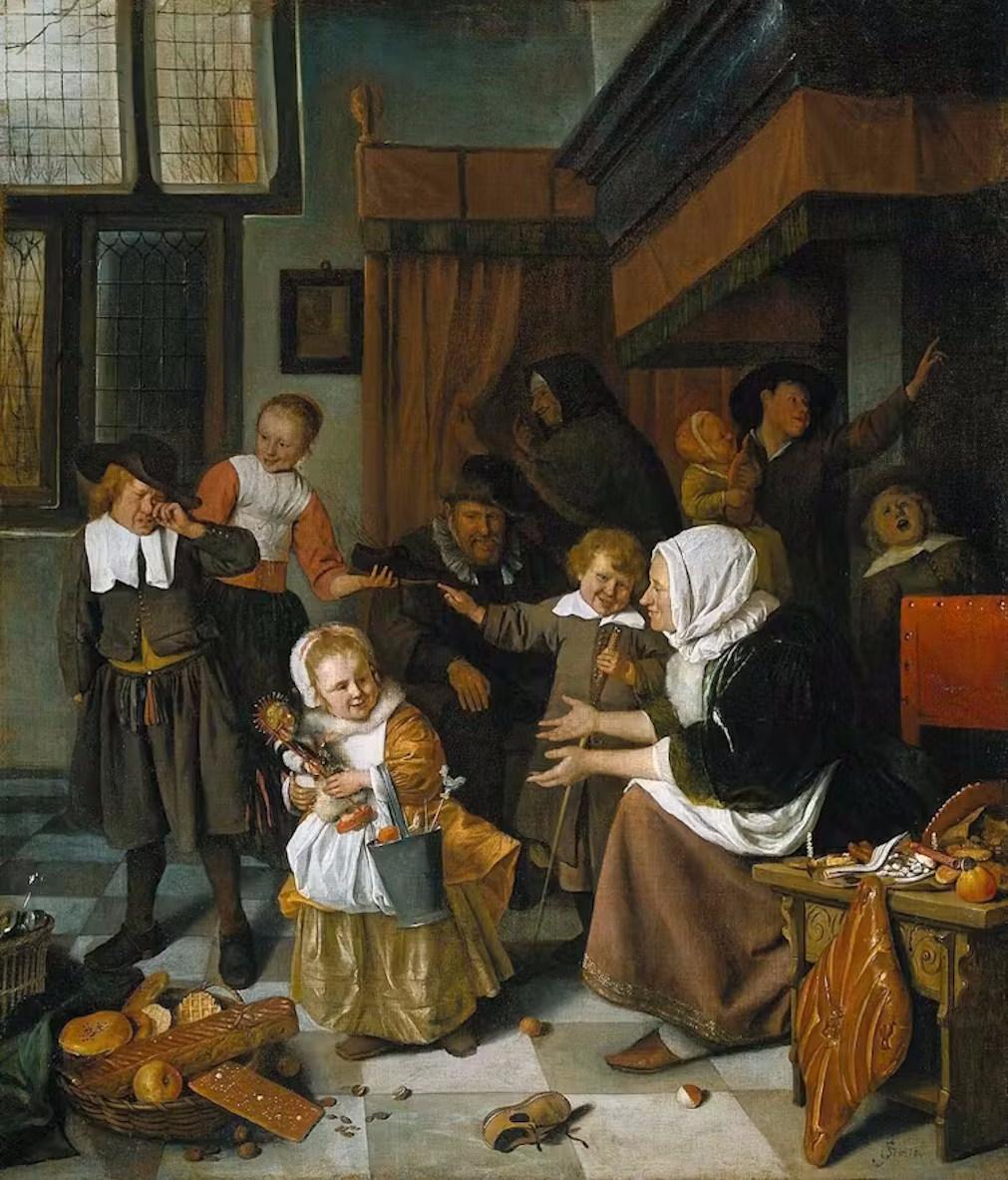 A Festa de São Nicolau, Jan Steen. Jan Steen, Domínio público, via Wikimedia