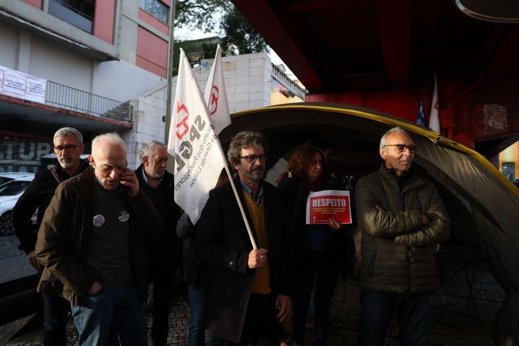 Professores acampam novamente em Lisboa e greve por distrito chega a Santarém