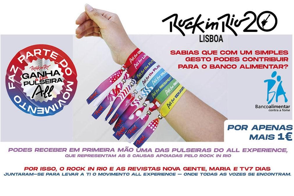 Recebe as pulseiras que representam as 8 causas apoiadas pelo Rock in Rio