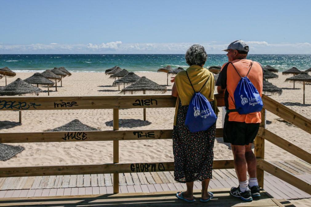 Praia da Falésia Açoteias em Albufeira interditada a banhos