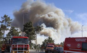 Fogo que deflagrou na Amora com duas frentes em perímetro florestal