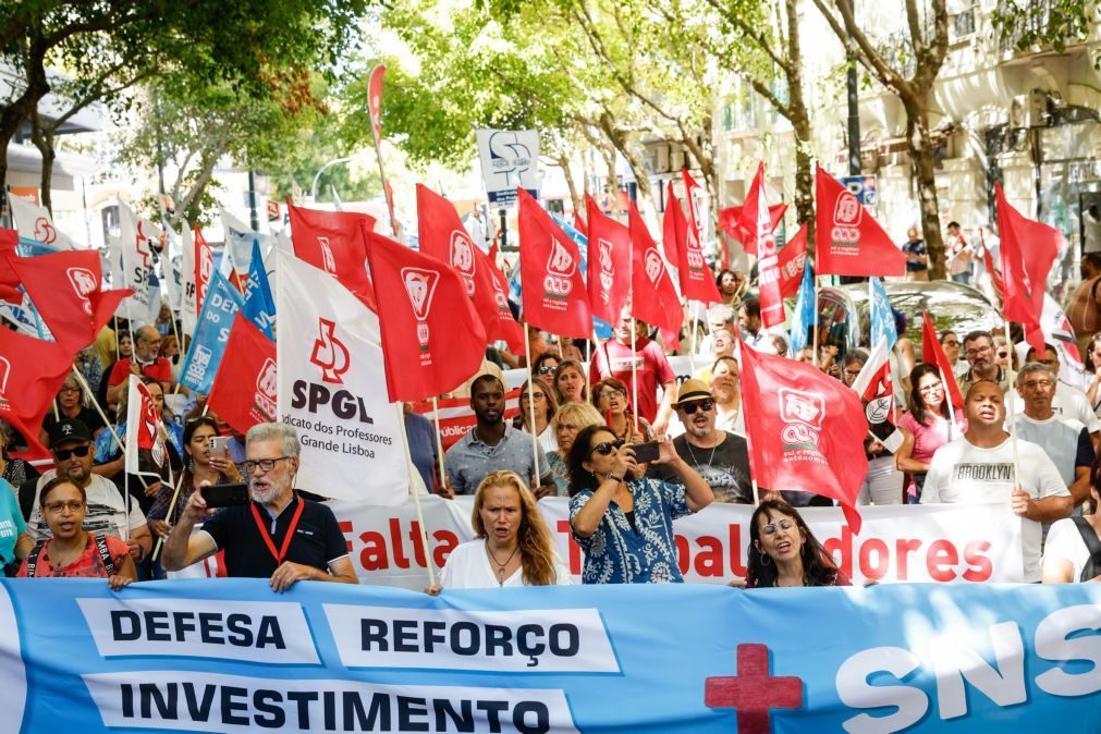 Mais de 100 ativistas sindicais assinalam 45 anos do SNS em protesto frente ao ministério