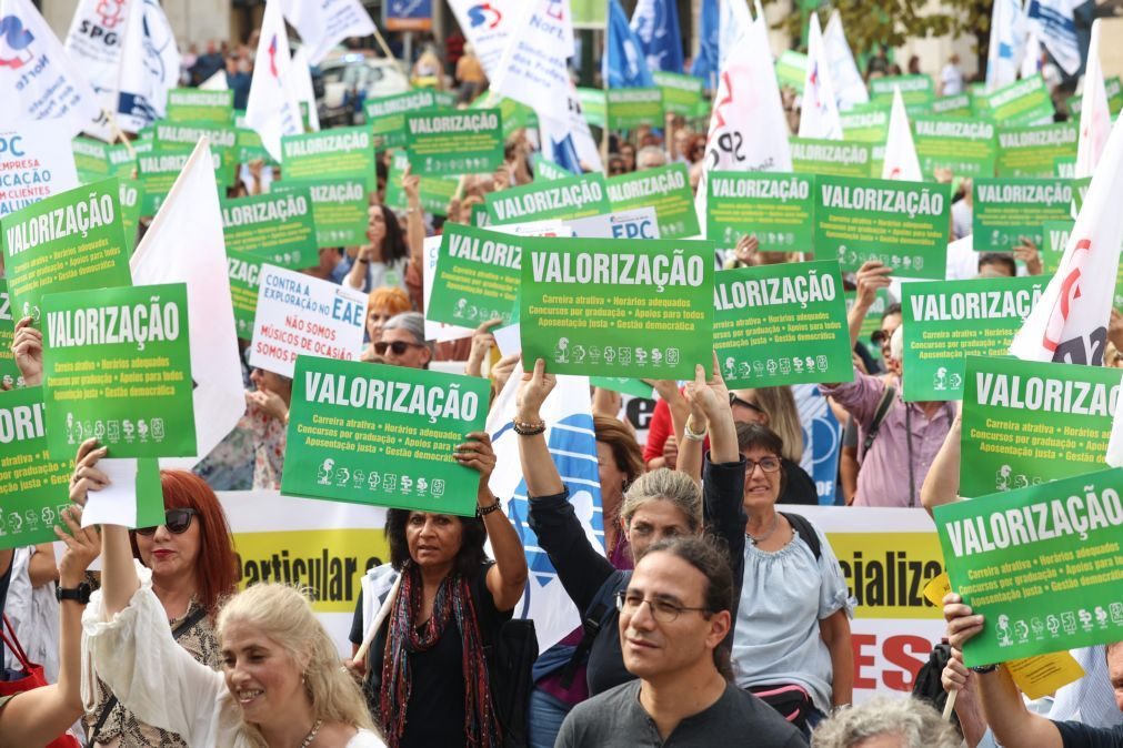 Centenas de professores de todo o país concentrados no Rossio em Lisboa