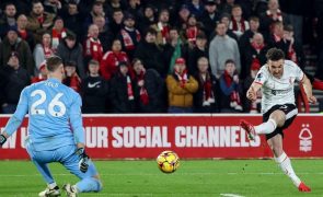 Diogo Jota resgata empate para o Liverpool em casa do Nottingham Forest