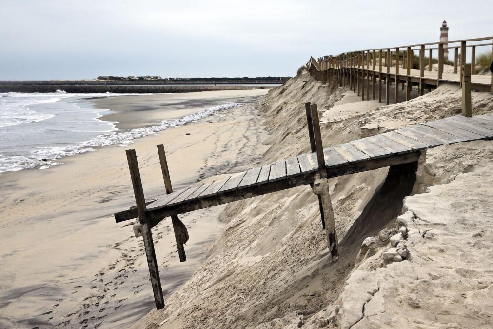 Mar avançou mais de 30 metros na Praia da Barra, Ílhavo