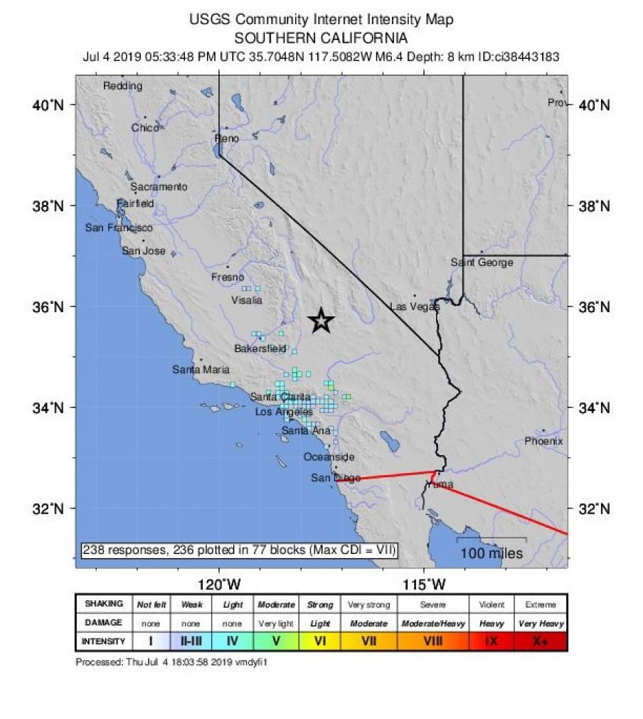 Sismo sentido na Califórnia com magnitude de 6,4 - Impala